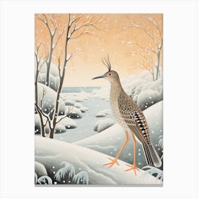 Winter Bird Painting Roadrunner 3 Canvas Print