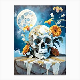 Surrealist Floral Skull Painting (8) Canvas Print