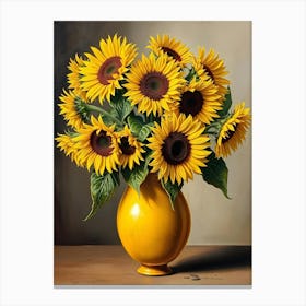 Sunflowers In A Yellow Vase 1 Canvas Print