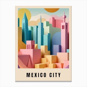 Mexico City Travel Poster Low Poly (11) Canvas Print