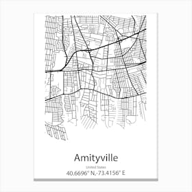 Amityville,United States Minimalist Map Canvas Print