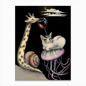 Giraffe And Jellyfish Canvas Print