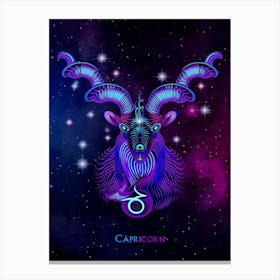 Capricorn Zodiac Sign — Zodiac neon signs 1 Canvas Print