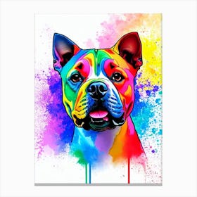 Staffordshire Bull Terrier Rainbow Oil Painting dog Canvas Print
