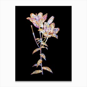 Stained Glass Orange Bulbous Lily Mosaic Botanical Illustration on Black n.0103 Canvas Print