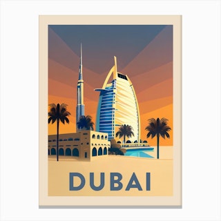 Dubai Travel Poster Canvas Print