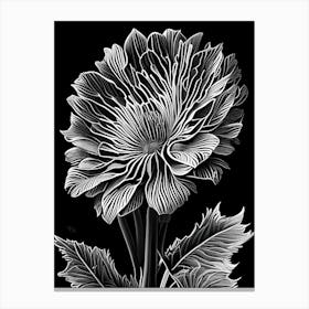 Calendula Leaf Linocut 3 Canvas Print