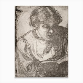 Girl Reading (Hilda Tamminen) (1909), Pekka Halonen Canvas Print