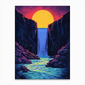 Sunset Over A Waterfall Canvas Print