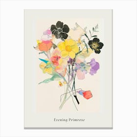 Evening Primrose 1 Collage Flower Bouquet Poster Canvas Print