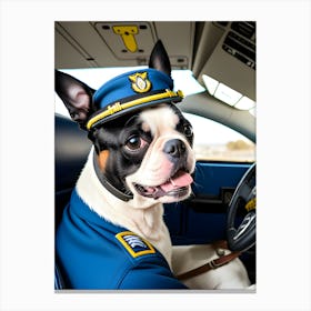 Boston Terrier In Uniform-Reimagined Canvas Print