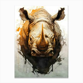 Aesthetic Abstract Watercolor Rhino Canvas Print