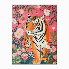 Floral Animal Painting Tiger 6 Canvas Print