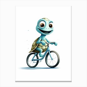 Turtle Riding A Bike Canvas Print