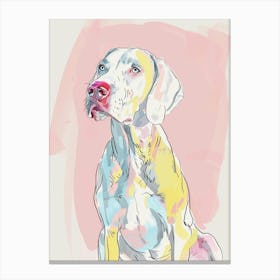 Weimaraner Dog Pastel Line Watercolour Illustration 3 Canvas Print