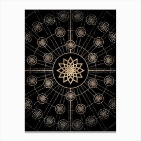 Geometric Glyph Radial Array in Glitter Gold on Black n.0008 Canvas Print