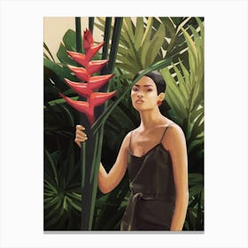 Woman in Tropical Forest Canvas Print