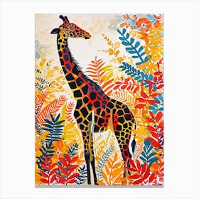 Giraffes In The Leaves Watercolour Style 4 Canvas Print