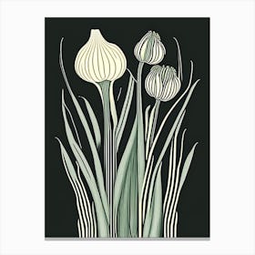 Garlic Herb William Morris Inspired Line Drawing Canvas Print