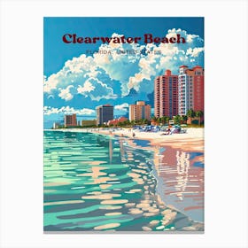 Clearwater Beach Florida Vacation Travel Illustration Canvas Print