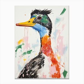 Colourful Bird Painting Grebe 2 Canvas Print