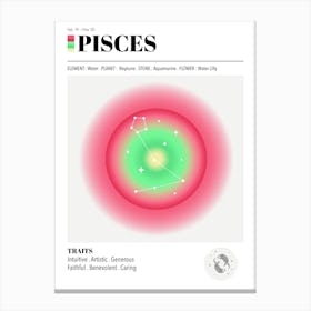 Pisces, Astrology, Zodiac Aura Gradient Poster Canvas Print