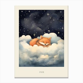 Baby Fox 6 Sleeping In The Clouds Nursery Poster Canvas Print