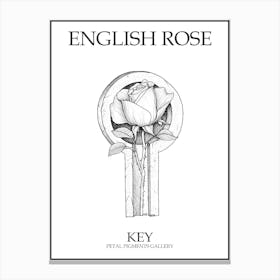 English Rose Key Line Drawing 2 Poster Canvas Print