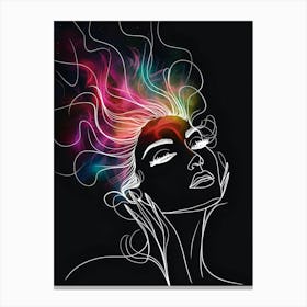 Portrait Of A Woman With Colorful Hair Canvas Print