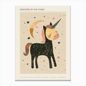 Unicorn & Stars Muted Pastels 5 Poster Canvas Print