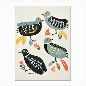 Folk Style Bird Painting Grey Plover 2 Canvas Print