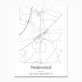 Hedensted,Denmark Minimalist Map Canvas Print