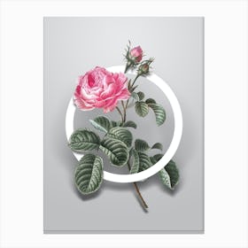 Vintage Provence Rose Minimalist Flower Geometric Circle on Soft Gray n.0063 Canvas Print