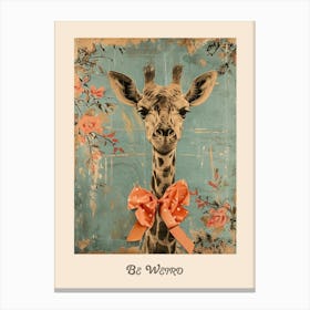 Be Weird Giraffe Bow Poster 3 Canvas Print