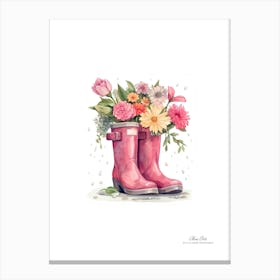 Pink Rain Boots Canvas Print