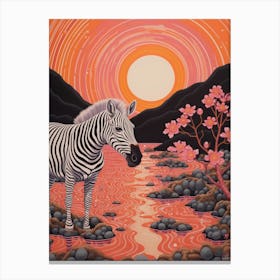 Zebra In The River 1 Canvas Print