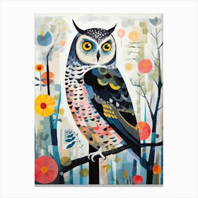 Bird Painting Collage Snowy Owl 3 Canvas Print