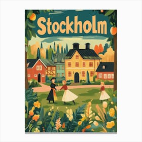 Aihrgdesign A 1970s Inspired Travel Poster For Stockholm 4 Canvas Print