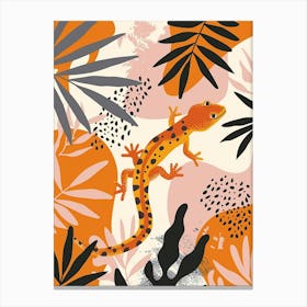Orange Leopard Gecko Abstract Modern Illustration 6 Canvas Print