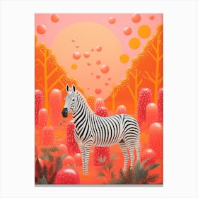 Zebra In The Trees & Sunset Canvas Print