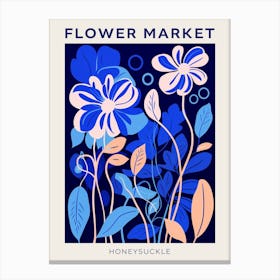 Blue Flower Market Poster Honeysuckle 2 Canvas Print
