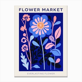 Blue Flower Market Poster Everlasting Flower Market Poster 3 Canvas Print