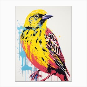 Andy Warhol Style Bird Yellowhammer 3 Canvas Print