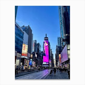 Billboard Awaiting Advertisement Installation Stands In Stark Contrast To An Urban Street Scene G (7) Canvas Print