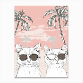 Two Cats On The Beach Vector Canvas Print