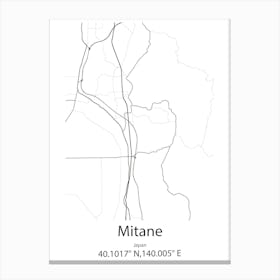 Mitane,Japan Minimalist Map Canvas Print