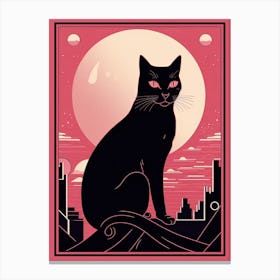 The Fool Tarot Card, Black Cat In Pink 3 Canvas Print