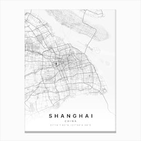 Shanghai China White Map Canvas Print