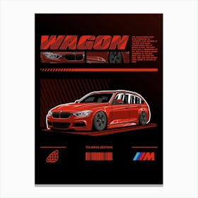 Bmw F31 Wagon Red Canvas Print