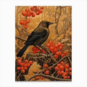 Dark And Moody Botanical Cowbird 1 Canvas Print